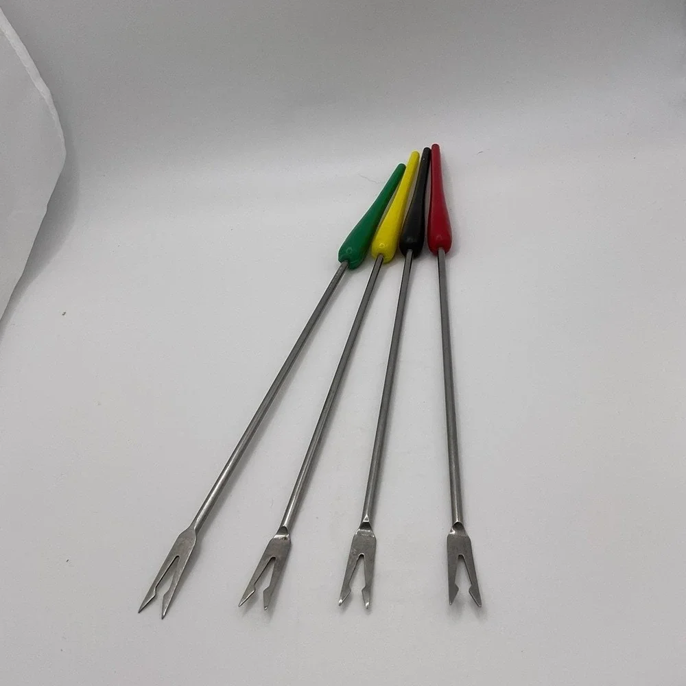 Set Of 4 Vintage Retro Mid-Century Modern Stainless Steel Fondue Forks